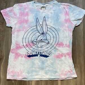 Warner Bros. Woman’s  Tie-Dye T-Shirt - Pink and Blue 100% Cotton